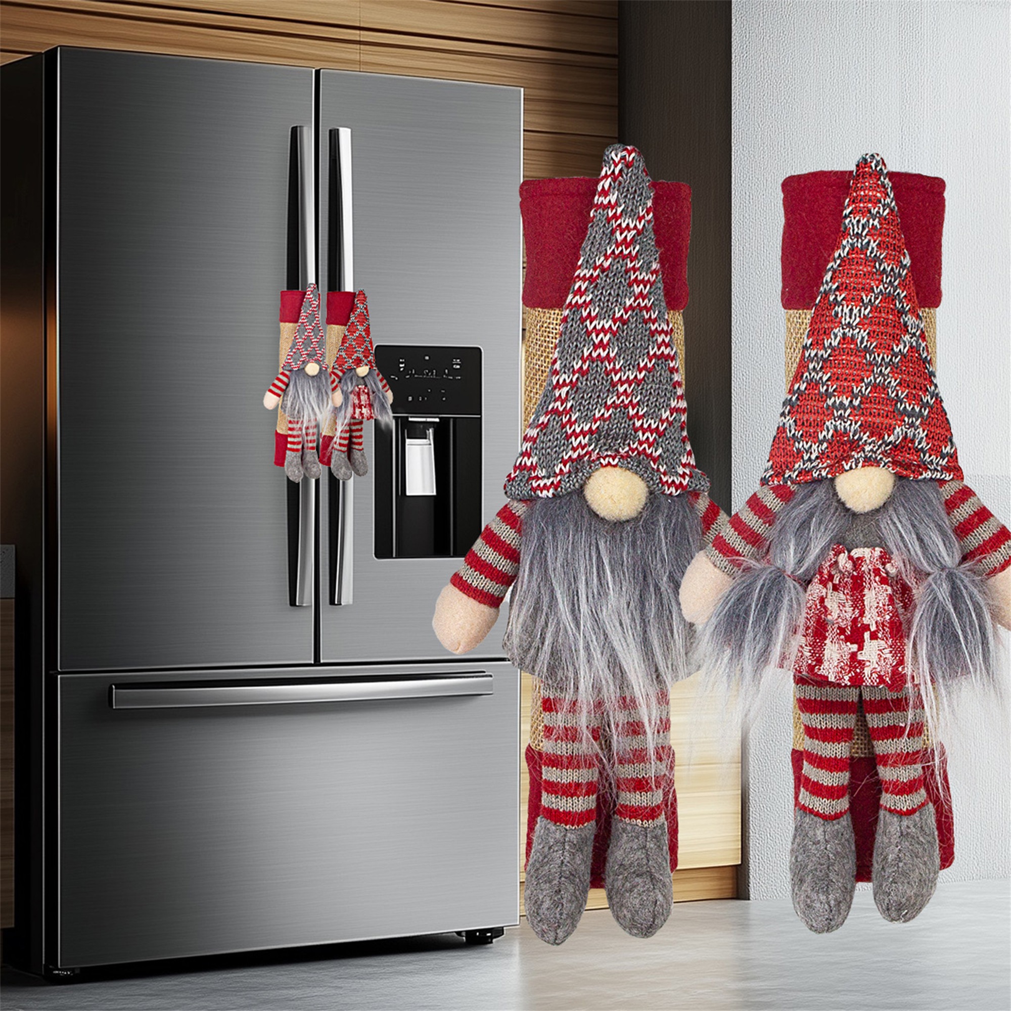 Kitchen Appliances For.Xmas - Christmas Refrigerator Door Handle Covers Set